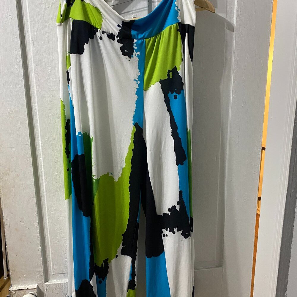 Women's Abstract Print Stretch Pants, 4X